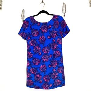J.crew royal blue floral shift dress